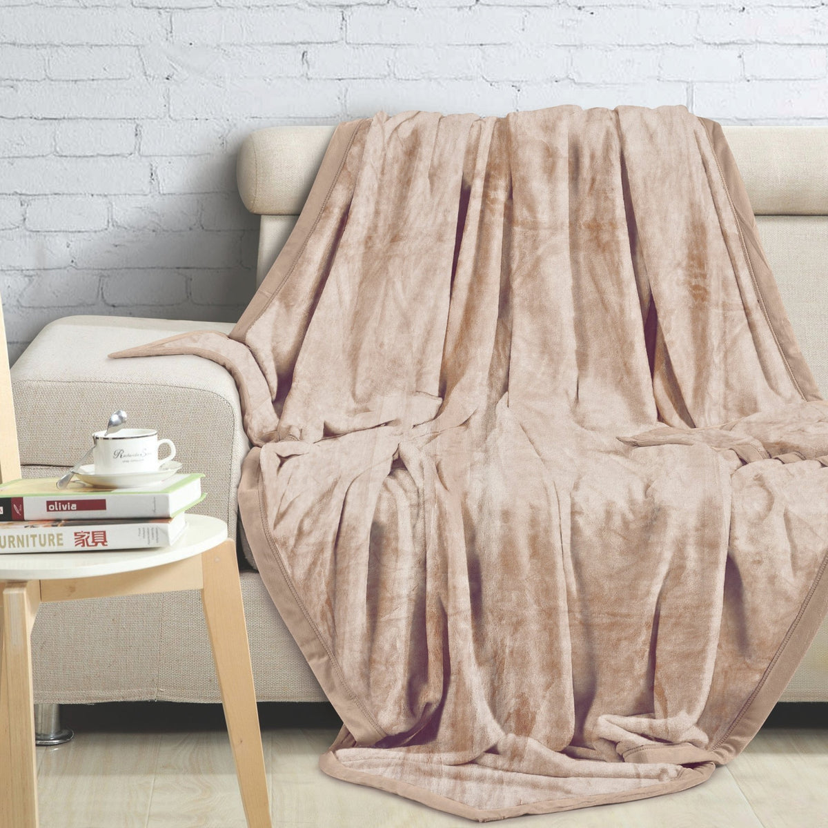 Double Bed Size: Malako Plush Beige AC Blanket - MALAKO