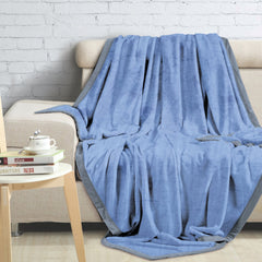 Double Bed Size: Malako Plush Blue AC Blanket - MALAKO