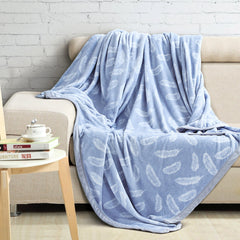 Double Bed Size: Malako Plush Pigeon Blue AC Blanket - MALAKO