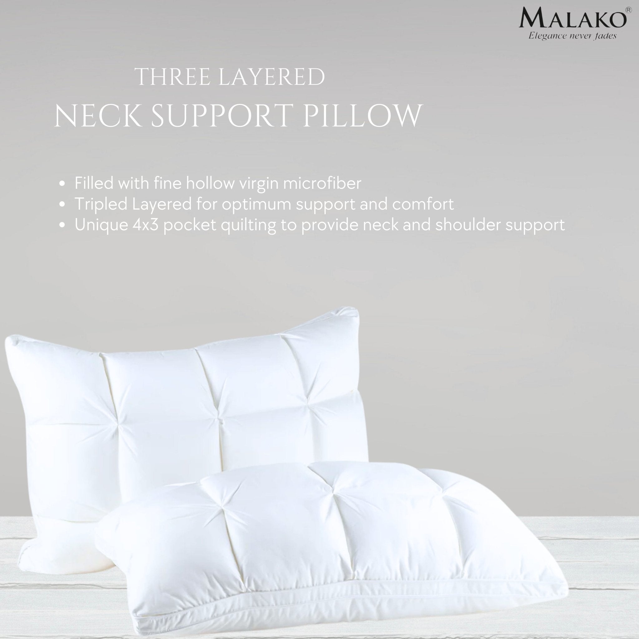 Malako 3 Layered Neck Support Microfibre Pillow - MALAKO