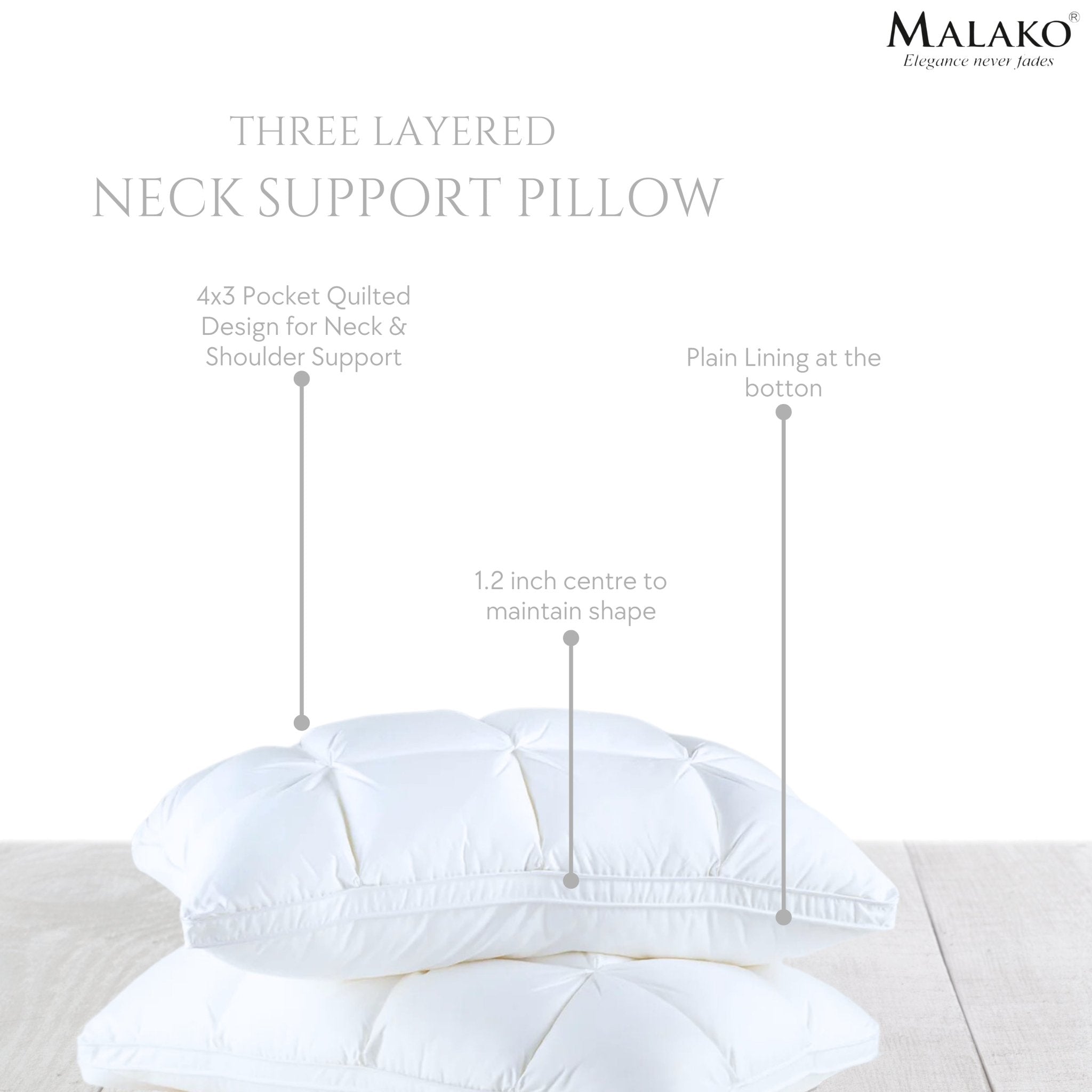 Malako 3 Layered Neck Support Microfibre Pillow - MALAKO