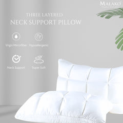 Malako 3 Layered Neck Support Microfibre Pillow - MALAKO