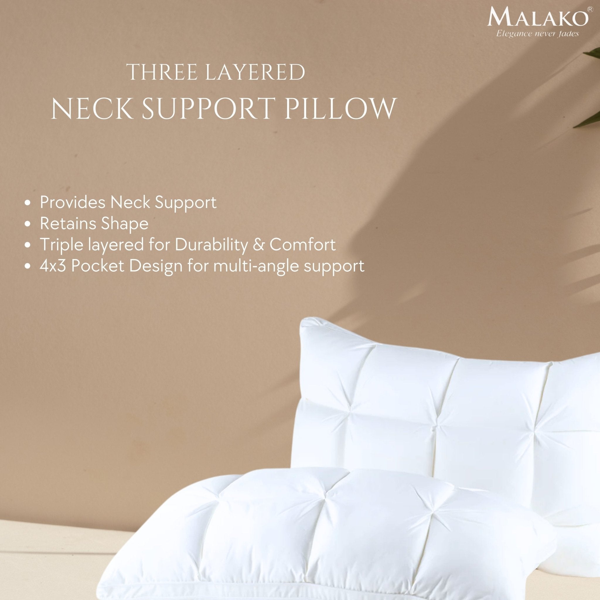 Malako 3 Layered Neck Support Microfibre Pillow - MALAKO