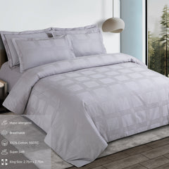 Malako Amalfi Jacquard Checkered 550 TC 100% Cotton King Size Bedding - MALAKO