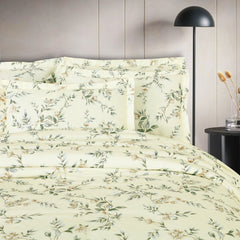 Malako Basel Off White Botanic 100% Cotton King Size Bedding Set - MALAKO