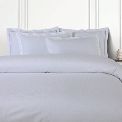 Malako Como Jacquard Brilliant White Checks 550 TC 100% Cotton King Size Bedding - MALAKO