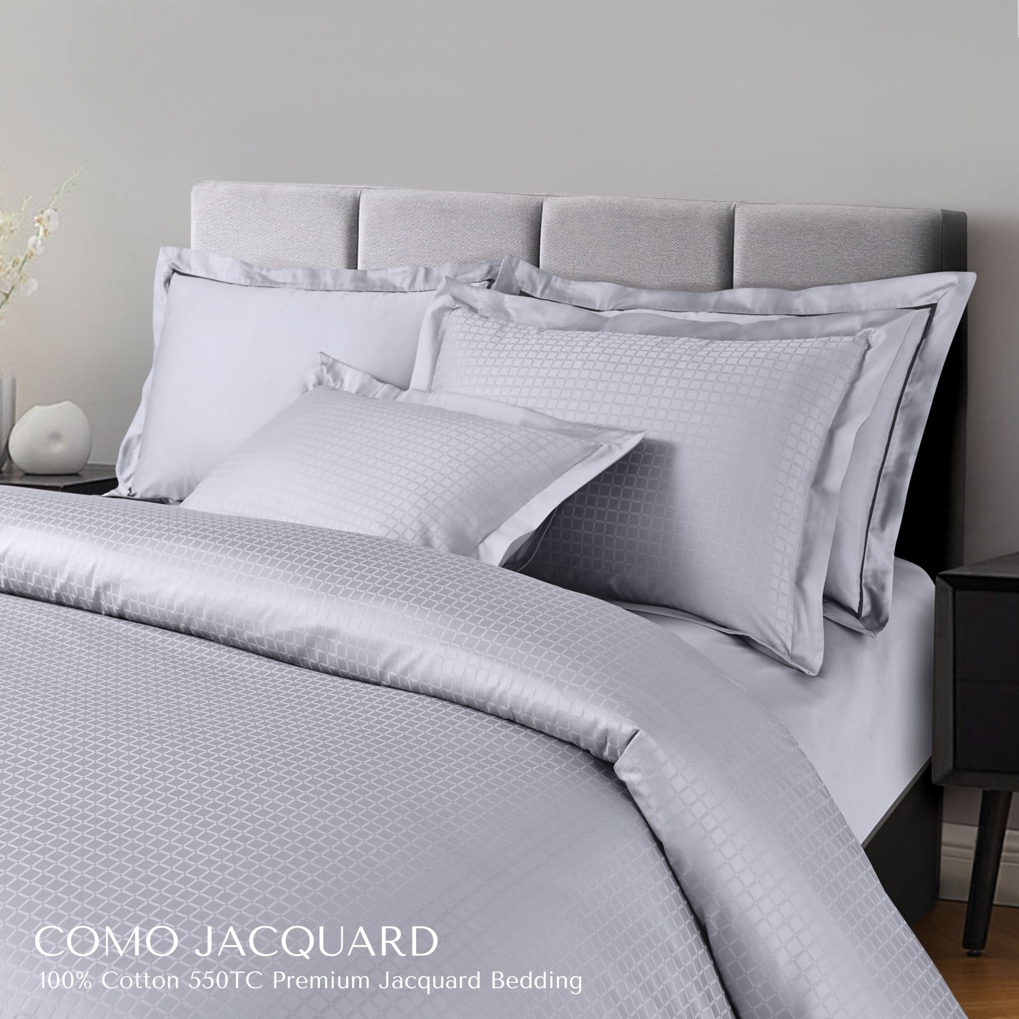 Malako Como Jacquard Checkered 550 TC 100% Cotton King Size Bedding - MALAKO