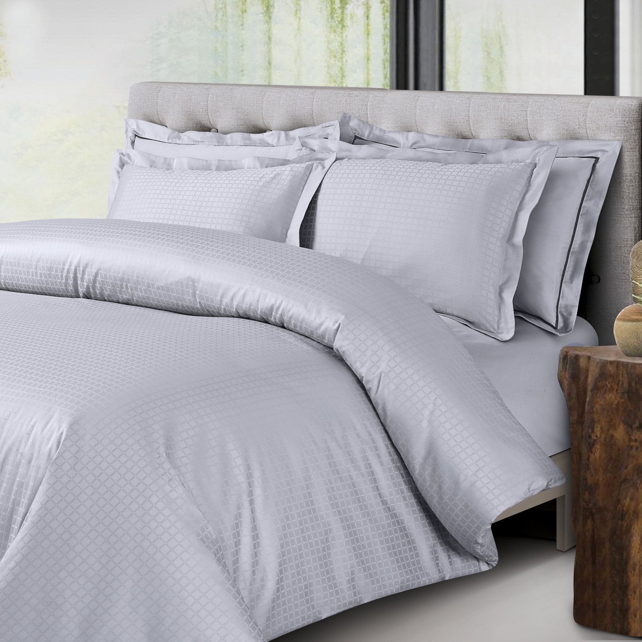 Malako Como Jacquard Checkered 550 TC 100% Cotton King Size Bedding - MALAKO