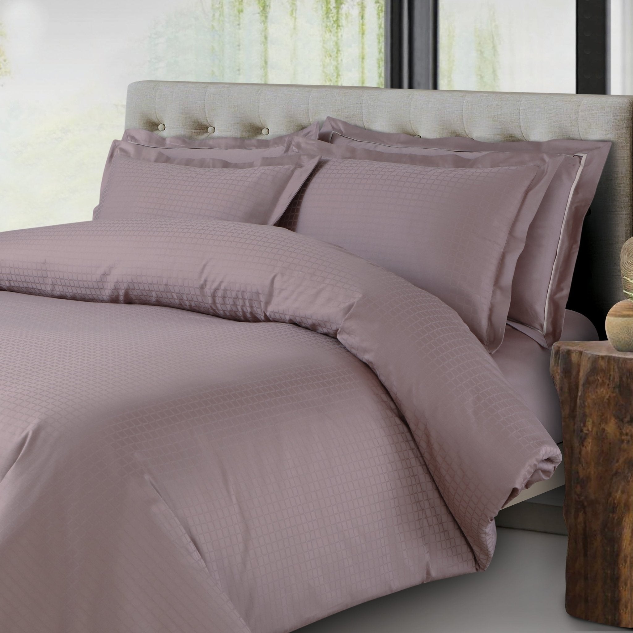 Malako Como Jacquard Checkered 550 TC 100% Cotton King Size Bedding - MALAKO