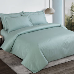 Malako Como Jacquard Mint Green Checks 550 TC 100% Cotton King Size Bedding - MALAKO