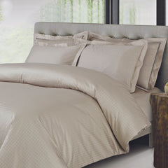 Malako Como Jacquard Olive Beige Checks 550 TC 100% Cotton King Size Bedding - MALAKO