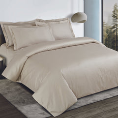 Malako Como Jacquard Olive Beige Checks 550 TC 100% Cotton King Size Bedding - MALAKO