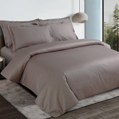 Malako Como Jacquard Taupe Brown Checks 550 TC 100% Cotton King Size Bedding - MALAKO