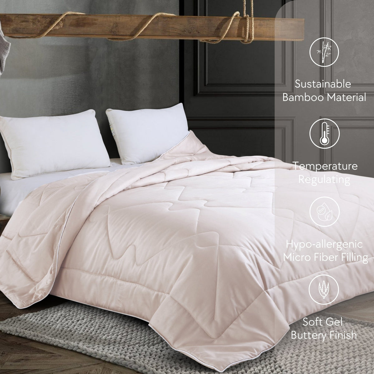 Malako Eco - Luxe Light Beige 100% Bamboo Quilt/Comforter (For Summer: 200GSM) - MALAKO