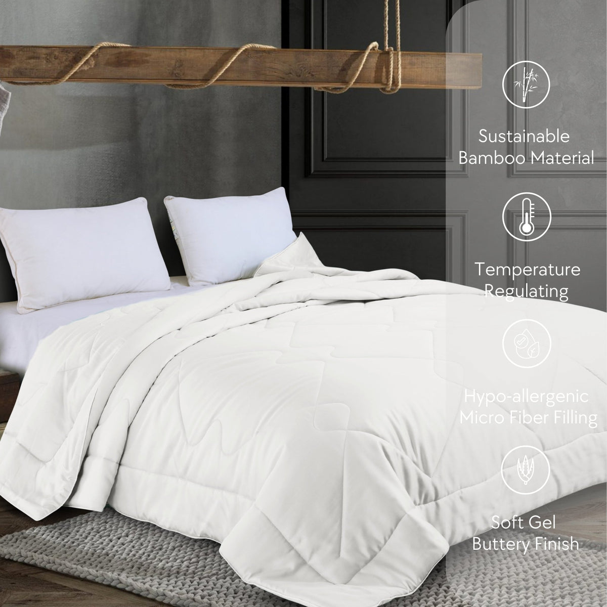 Malako Eco - Luxe Off White 100% Bamboo Quilt/Comforter (For Summer: 200GSM) - MALAKO