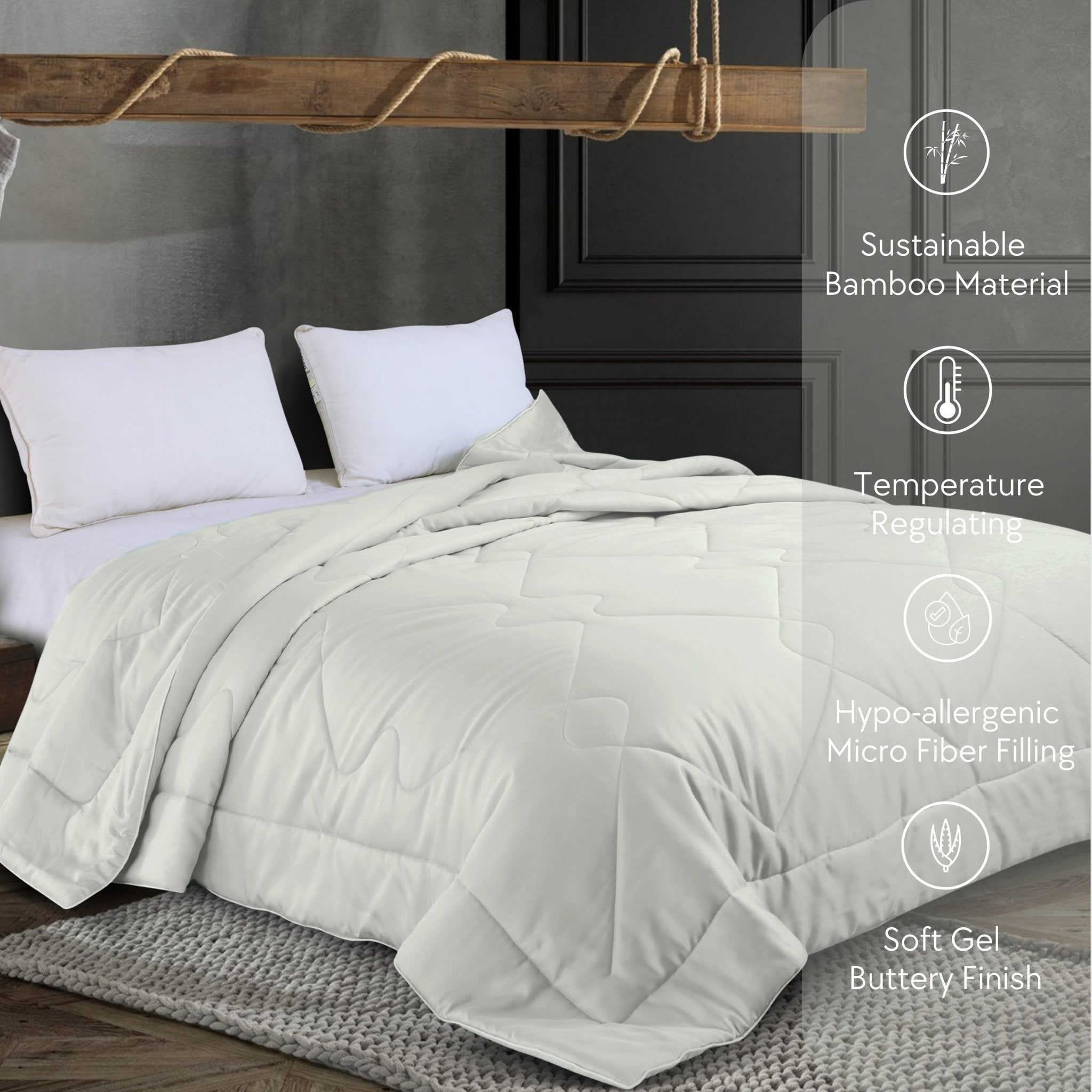 Malako Eco - Luxe Olive Beige 100% Bamboo Quilt/Comforter (For Winters: 360 GSM) - MALAKO