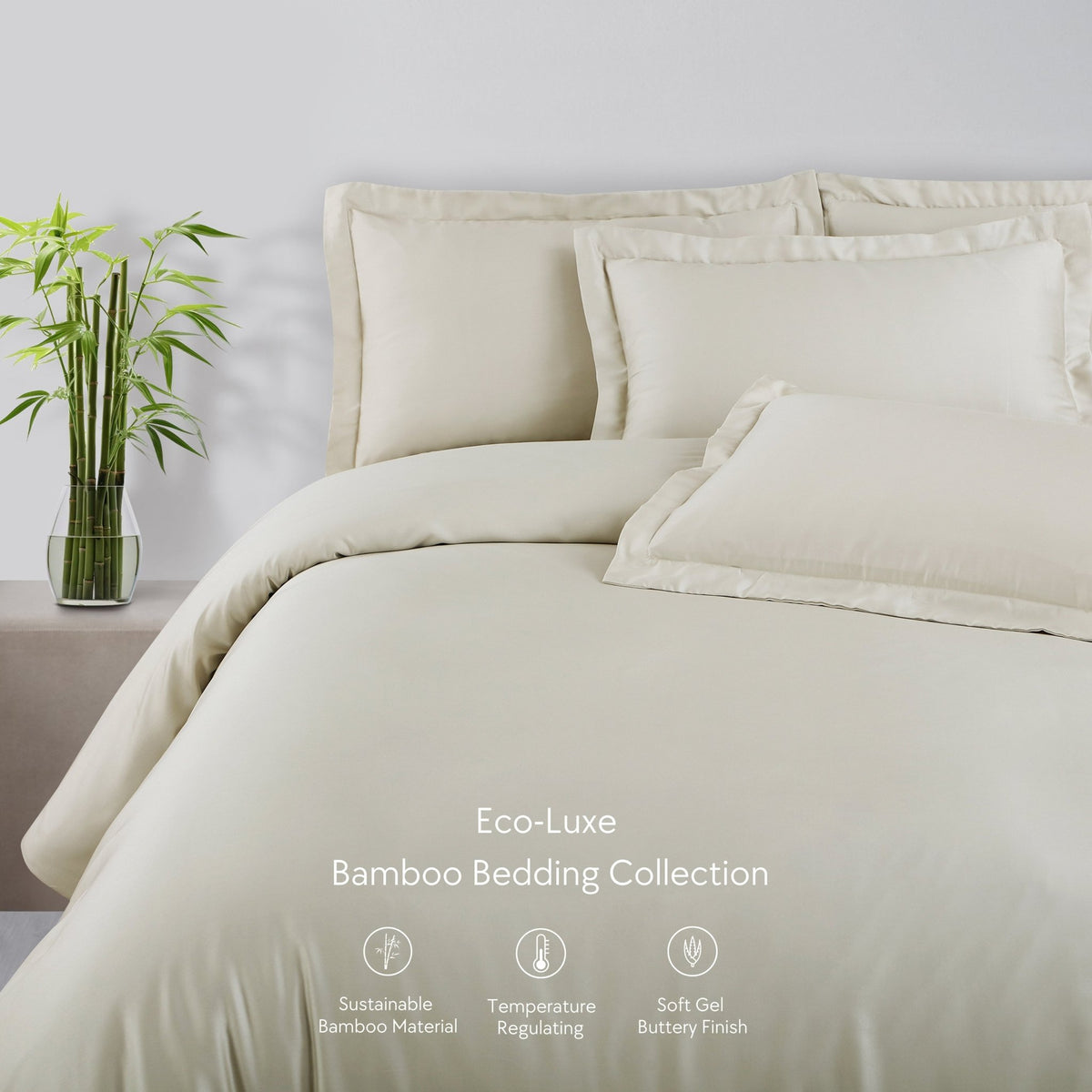 Malako Eco - Luxe: Premium Bamboo Bedding Collection (Olive Beige) - MALAKO