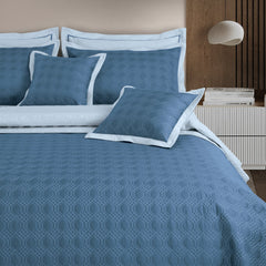 Malako Luxe 550 TC 100% Cotton Blue & Pigeon Blue Solid King Size Reversible Bedspread Set - MALAKO