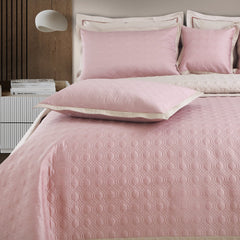 Malako Luxe 550 TC 100% Cotton Blush Pink & Beige Solid King Size Reversible Bedspread Set - MALAKO