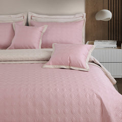 Malako Luxe 550 TC 100% Cotton Blush Pink & Beige Solid King Size Reversible Bedspread Set - MALAKO