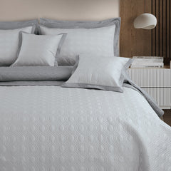 Malako Luxe 550 TC 100% Cotton Silver Grey & Grey Solid King Size Reversible Bedspread Set - MALAKO