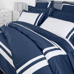 Malako Luxe 9 Piece Bedding Duvet Cover Set: Blue & White - MALAKO