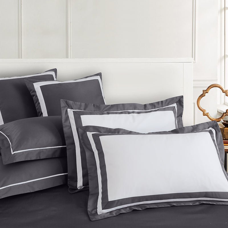 Malako Luxe 9 Piece Bedding Duvet Cover Set: Grey & White - MALAKO