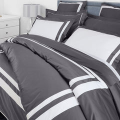 Malako Luxe 9 Piece Bedding Duvet Cover Set: Grey & White - MALAKO