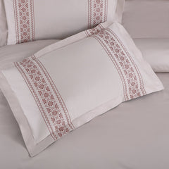 Malako Luxe Collection: 550 TC Almond Beige & Cedar Premium Embroidered Bedding - MALAKO