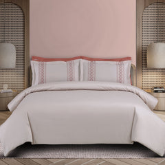 Malako Luxe Collection: 550 TC Almond Beige & Cedar Premium Embroidered Bedding - MALAKO