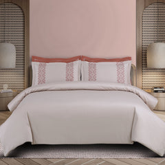 Malako Luxe Collection: 550 TC Almond Beige & Cedar Premium Embroidered Bedding - MALAKO