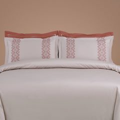 Malako Luxe Collection: 550 TC Almond Beige & Cedar Premium Embroidered Bedding - MALAKO