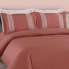 Malako Luxe Collection: 550 TC Cedar & Almond Beige Premium Embroidered Bedding - MALAKO