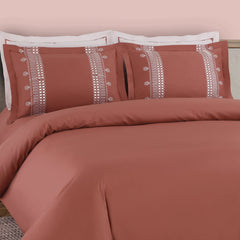 Malako Luxe Collection: 550 TC Cedar & Almond Beige Premium Embroidered Bedding - MALAKO