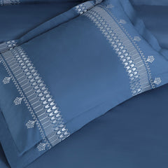 Malako Luxe Collection: 550 TC Legion Blue Premium Embroidered Bedding - MALAKO