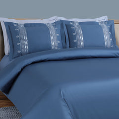 Malako Luxe Collection: 550 TC Legion Blue Premium Embroidered Bedding - MALAKO