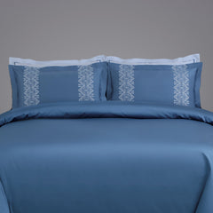 Malako Luxe Collection: 550 TC Legion Blue Premium Embroidered Bedding - MALAKO