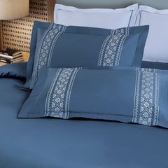 Malako Luxe Collection: 550 TC Legion Blue Premium Embroidered Bedding - MALAKO