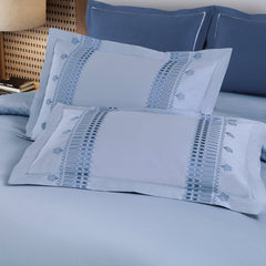 Malako Luxe Collection: 550 TC Pigeon Blue Premium Embroidered Bedding - MALAKO