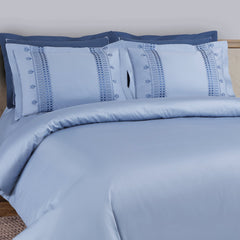 Malako Luxe Collection: 550 TC Pigeon Blue Premium Embroidered Bedding - MALAKO