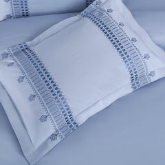 Malako Luxe Collection: 550 TC Pigeon Blue Premium Embroidered Bedding - MALAKO