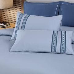 Malako Luxe Collection: 550 TC Pigeon Blue Premium Embroidered Bedding - MALAKO