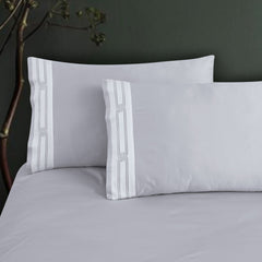 Malako Luxe Collection: 550 TC Silver Grey Premium Embroidered Bedding - MALAKO