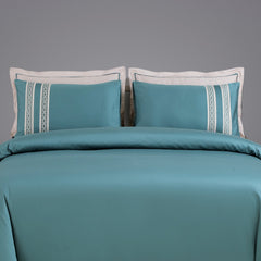 Malako Luxe Collection: 550 TC Teal Green Premium Embroidered Bedding - MALAKO