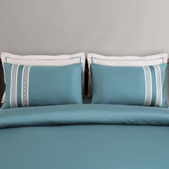 Malako Luxe Collection: 550 TC Teal Green Premium Embroidered Bedding - MALAKO