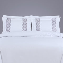 Malako Luxe Collection: 550 TC White Premium Embroidered Bedding - MALAKO