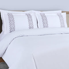 Malako Luxe Collection: 550 TC White Premium Embroidered Bedding - MALAKO