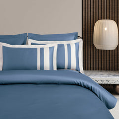 Malako Luxe: Oslo Collection 550TC Blue 100% Cotton Super King Size Bedding - MALAKO