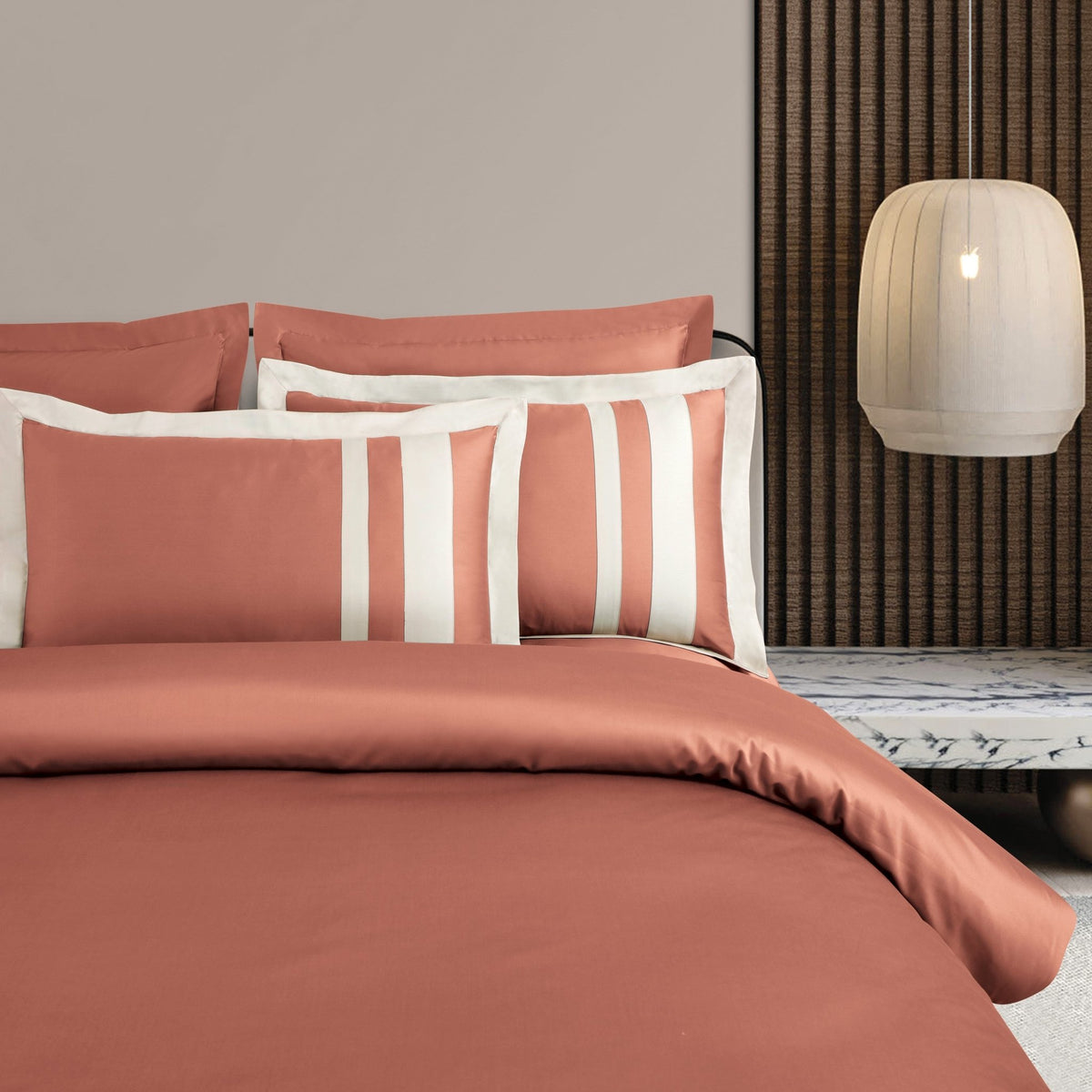 Malako Luxe: Oslo Collection 550TC Cedar Rust 100% Cotton Super King Size Bedding - MALAKO