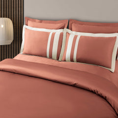 Malako Luxe: Oslo Collection 550TC Cedar Rust 100% Cotton Super King Size Bedding - MALAKO